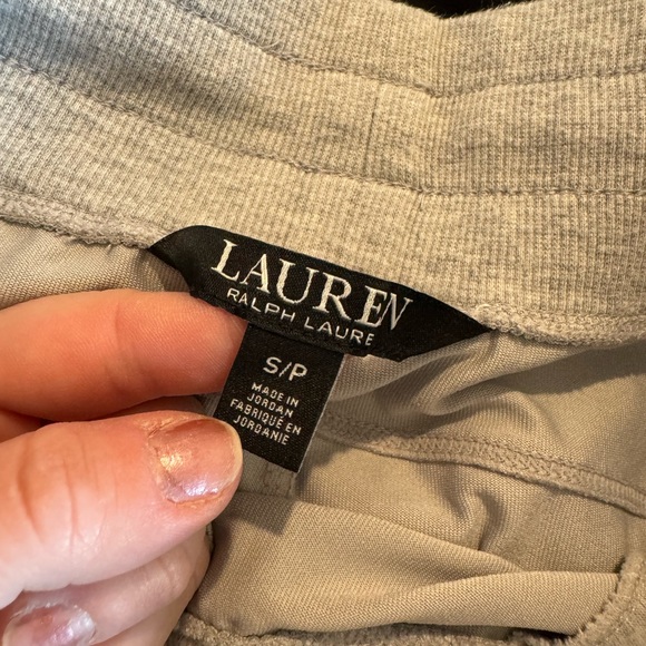 Lauren Ralph Lauren Sparkly Metallic Silver High Rise Full Length Jogger Pants S - Picture 5 of 8